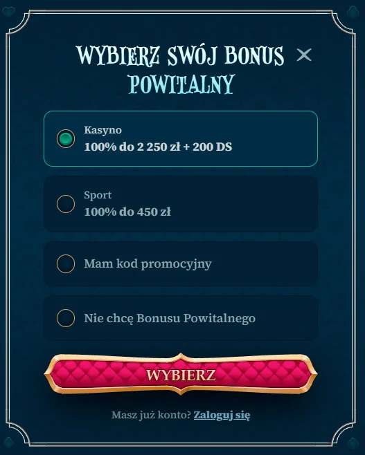 wybierz bonus powitalny kasyno betalice